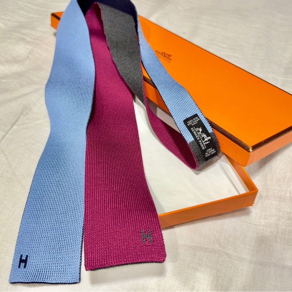 🔥HERMES EXCLUSIVE🔥🆕💯AUTH HERMES Maille De Soie 4 Temps Muti Seasons Tie😍 - Picture 9 of 17